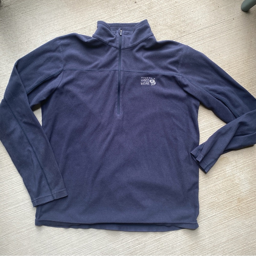 Mountain Hardwear Thermochill Sweater Men's L Blue Navy Fleece 1/4 Zip Pullover